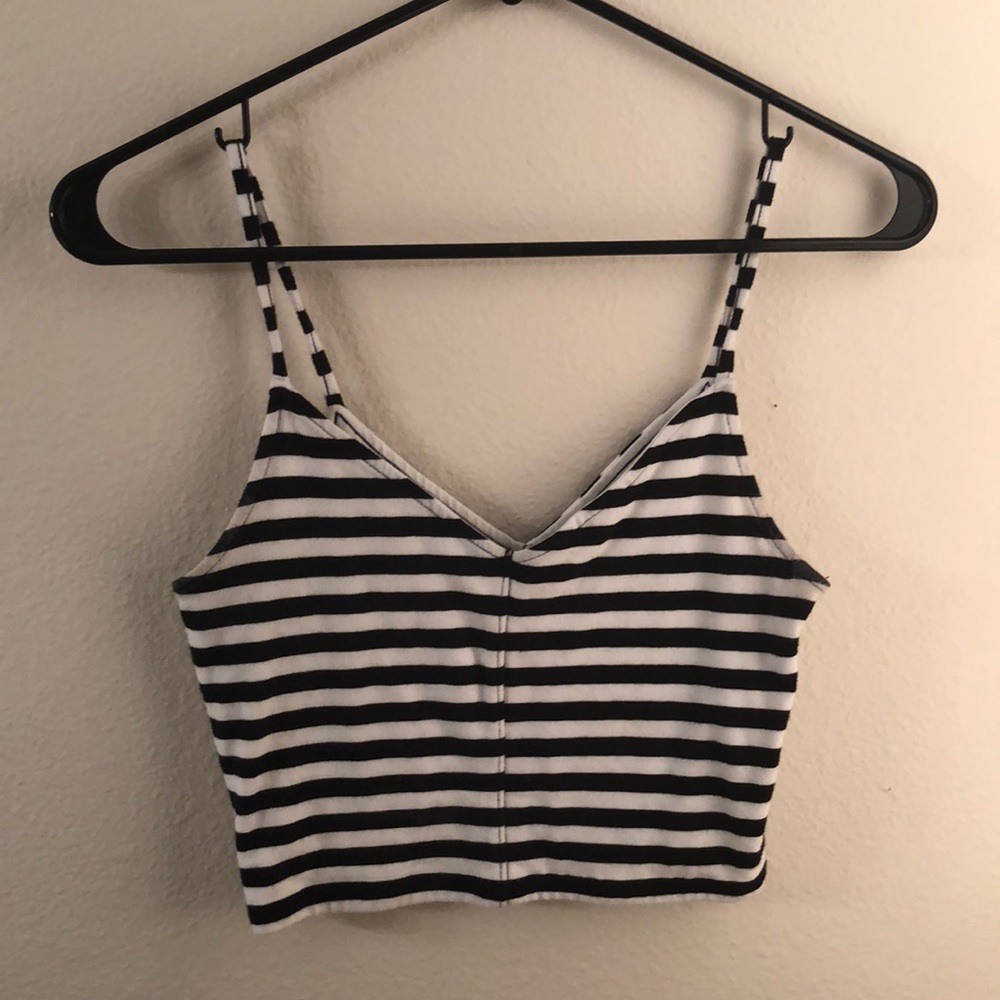 black and white striped crop top
